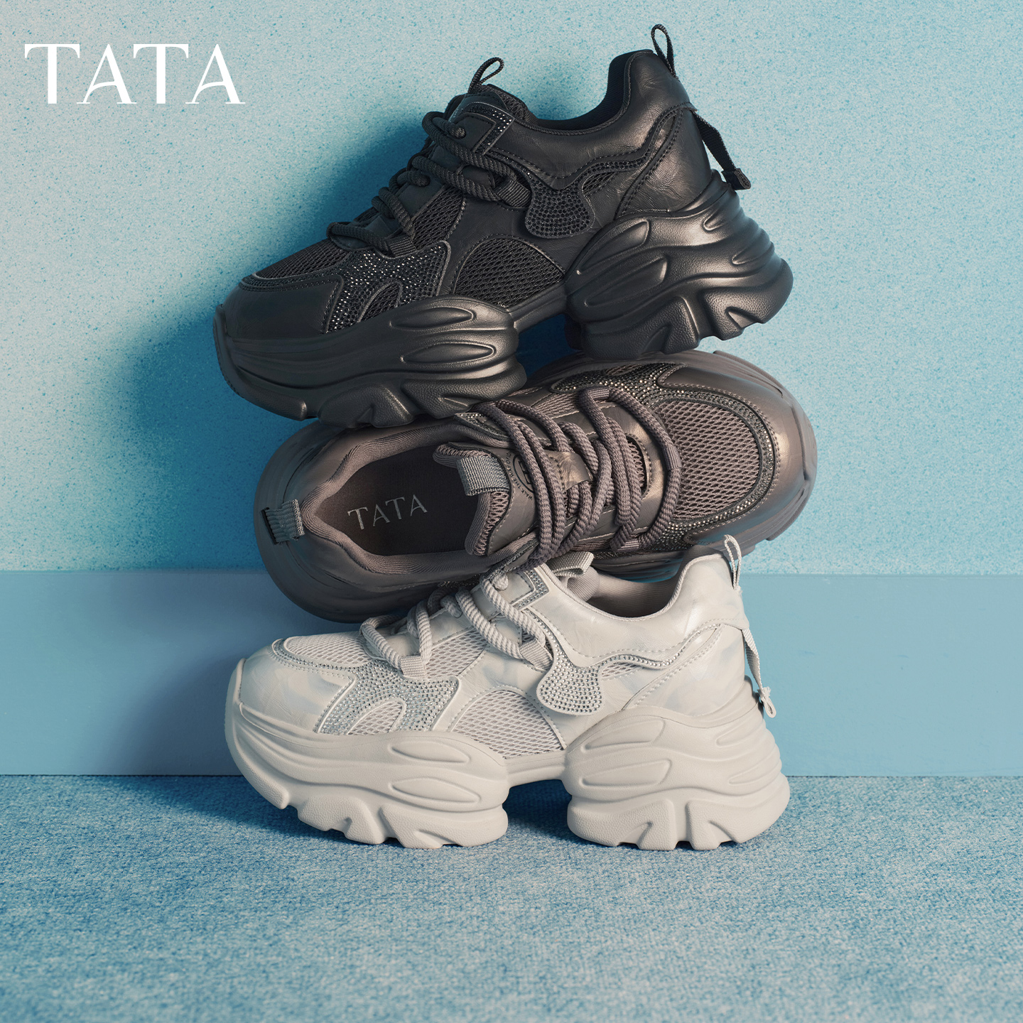 TATA他她女鞋2026新款加绒增高休闲鞋百搭运动老爹鞋子CY213AM6 - 图1