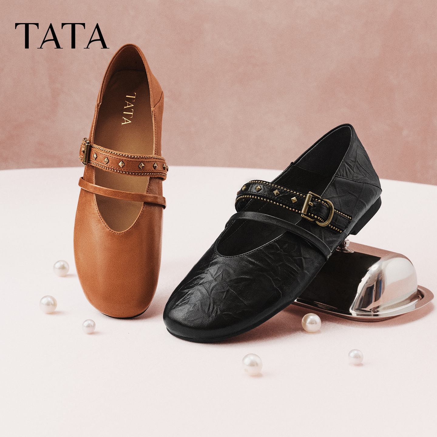 张小婉同款TATA他她艺术家玛丽珍鞋女羊皮芭蕾舞平底单鞋2026新款
