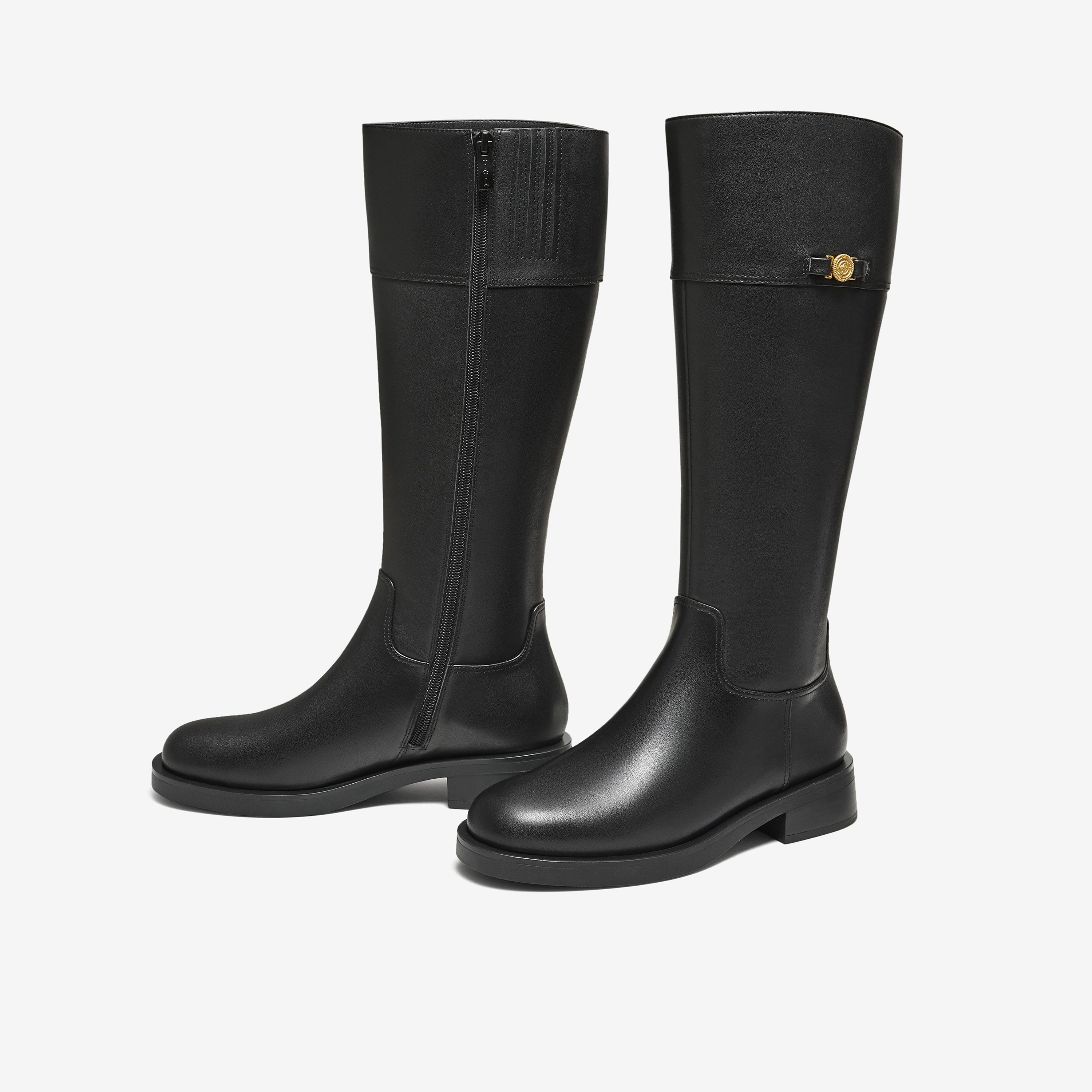 TATA他她靴子女2025黑色长筒靴加绒时装靴高筒骑士靴长靴7TGC1DG5,淘宝优惠券,粉丝福利购,淘宝优惠卷