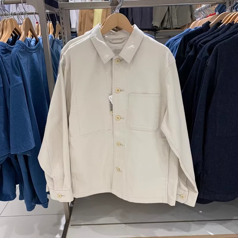 446919 试衣间同款男装女装休闲条纹茄克百搭宽松水洗牛仔外套 - 图2