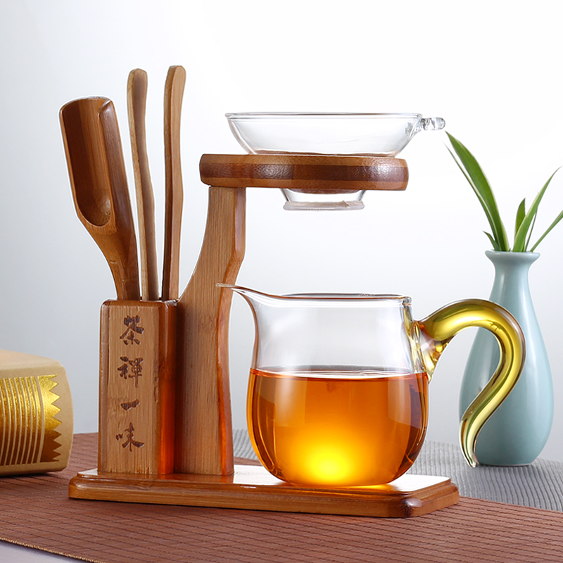公道杯茶漏套装加厚耐热分茶器彩色把手均匀杯茶海配件分茶杯-图0