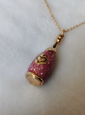 外贸饰品漂流瓶愿望幸运锁骨链链金属质感珐琅彩滴釉瓶子坠项链