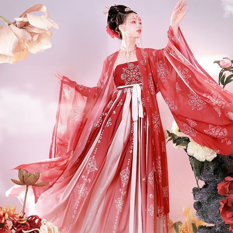花容原创汉服女诃子裙【繁花语】大袖衫唐风刺绣复原款超仙春夏_虎窝淘
