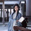 魏晋制蓝色战国袍汉服女直裾古装女款复原拖尾古风女装2026新款