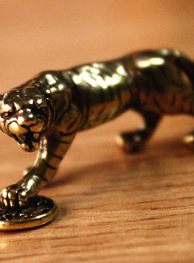 铜老虎实心黄铜摆件中式工艺礼品