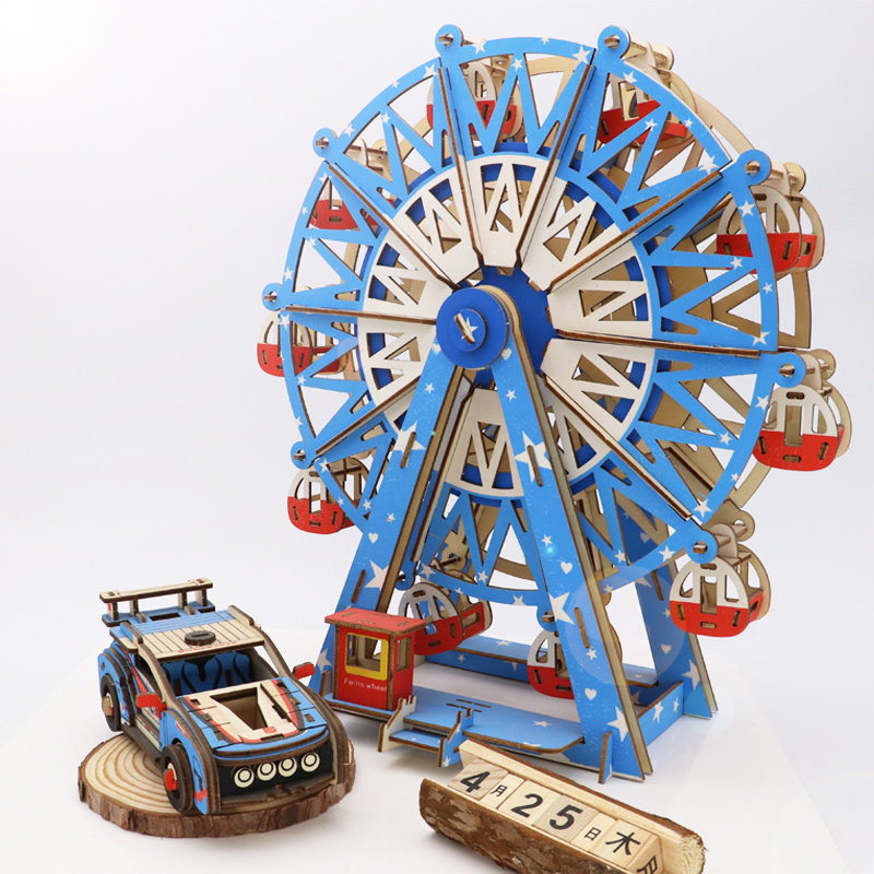 积木3D立体拼图房子手工拼装模型 木质手工儿童益智玩具生日礼物,淘宝优惠券,粉丝福利购,淘宝优惠卷