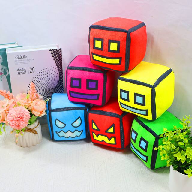 Plush toy ຂ້າມຊາຍແດນ geometry dash plush geometry dash plush doll block pillow doll