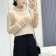 Huiyige Spring Women's Long Sleeve Lace Bottoming Top High Collar Pile Collar Mesh Top Stretch Commuting Bottoming Top