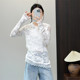 Huiyige spring women's hooded long-sleeved shirt embroidered lace shirt Korean style casual temperament versatile shirt top