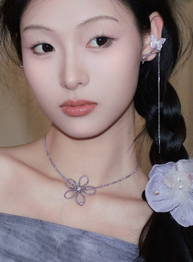 切面闪闪原创设计花朵锁骨链