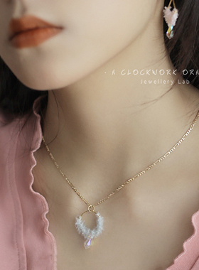 原创蓝色海洋幻彩水滴水晶项链