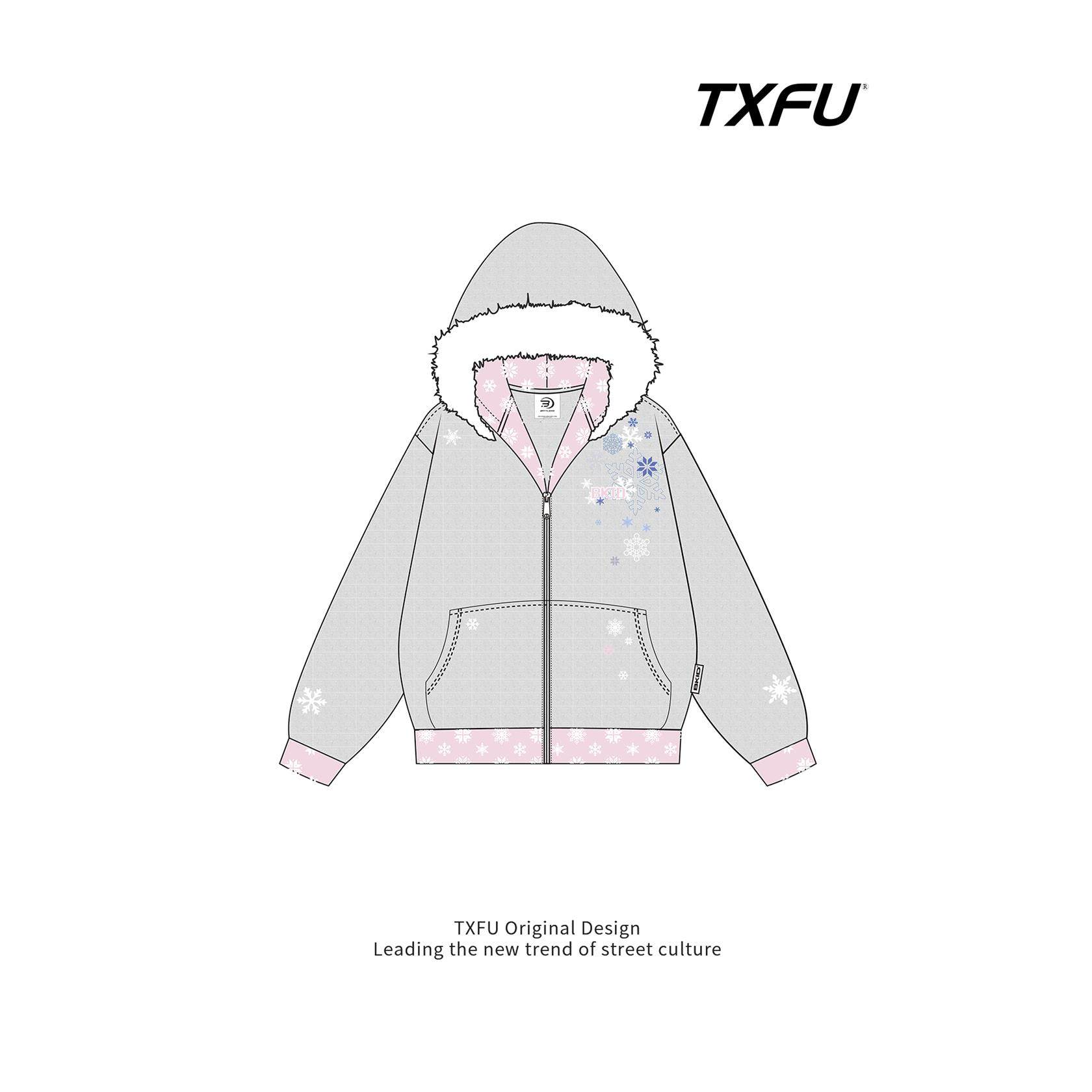 TXFU美式内领雪花碎花拼接开衫连帽卫衣女秋冬新款宽松拉炼外套,淘宝优惠券,粉丝福利购,淘宝优惠卷