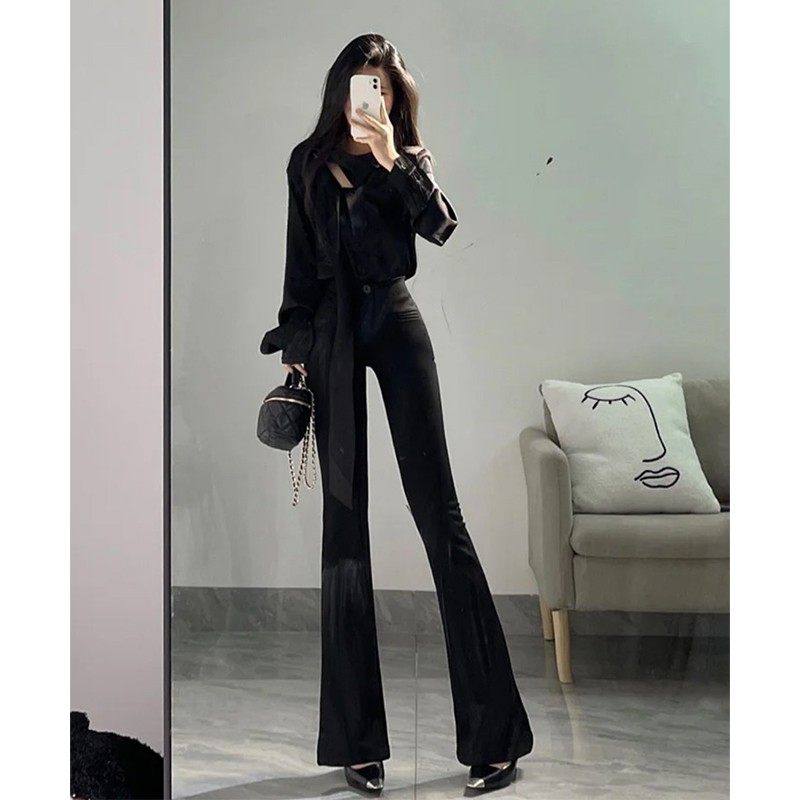 西装裤女春夏2025新款马蹄裤米白色微喇叭裤休闲高腰显瘦长裤子,淘宝优惠券,粉丝福利购,淘宝优惠卷