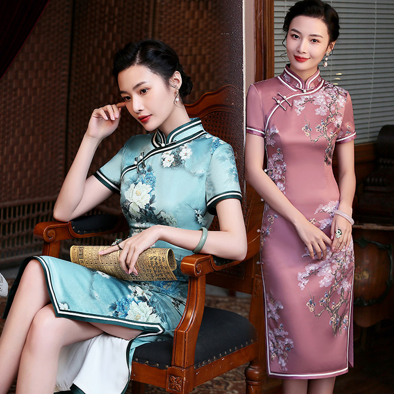 润恬服饰旗舰店老上海旗袍中年女夏中国风妈妈中老年优雅新款改良中长款祺袍2