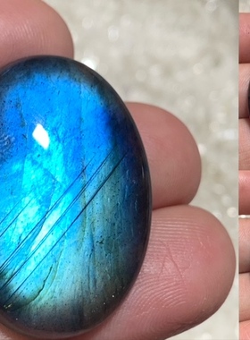 拉长石吊坠椭圆30*22紫彩芬兰矿印度马达加斯加裸石蓝光彩虹月光