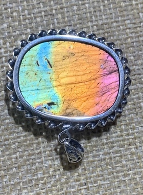 水滴吊坠银精品包边拉长石镶嵌月