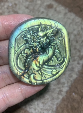 拉长石吊坠飞龙头古兽