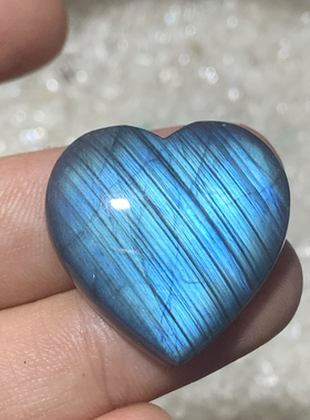 拉长石吊坠爱心五角星月亮印度满光天然水晶心形项链半宝石挂件