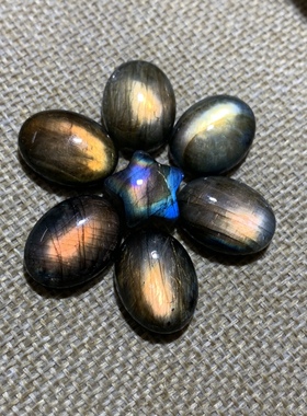 拉长石吊坠椭圆紫彩芬兰矿印度马达加斯加裸石蓝光彩虹月光20*15