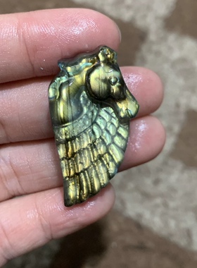 独角兽吊坠拉长石灰月光水晶玛瑙