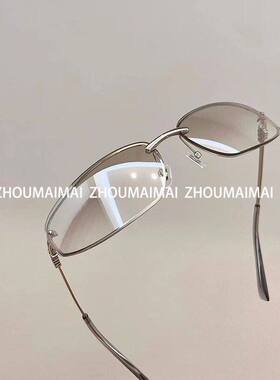 渐变银框墨镜太阳眼镜女