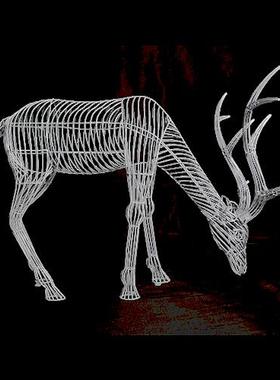 不锈钢铁艺镂空梅花鹿雕塑摆件金属网格户外公园草坪景观美陈摆件