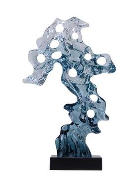 酒店大堂大型落地摆件透明树脂太湖石雕塑客厅玄关艺术装饰品定制