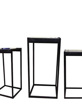 不锈钢加大理石底座台现代简约工艺摆件基座装饰门厅玄关落地雕塑