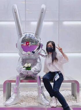 空山基机械姬电镀玻璃钢大型抽象人物雕塑商场酒吧KTV潮流装饰品