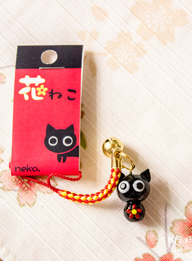 日本进口玻璃黑猫可爱风女式挂件