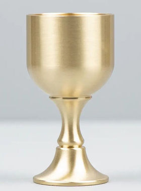 铜酒杯纯黄铜古代仿古高脚杯小酒杯上供奉财神爷杯子供佛水杯装饰