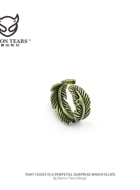 日式印第安风飞鹰羽毛开口戒指