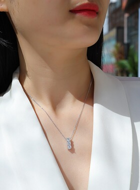 S925银项链莫桑石吊坠欧美热卖小众设计锁骨链银饰品现货