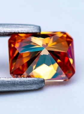 正品桔红色莫桑钻雷迪恩切割裸石 925银18k金饰品配石补钻镶嵌