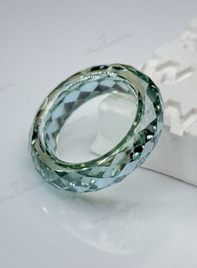 100%莫桑石刻面戒指 大克拉浅绿色小众设计菱形简约款戒指 VVS1