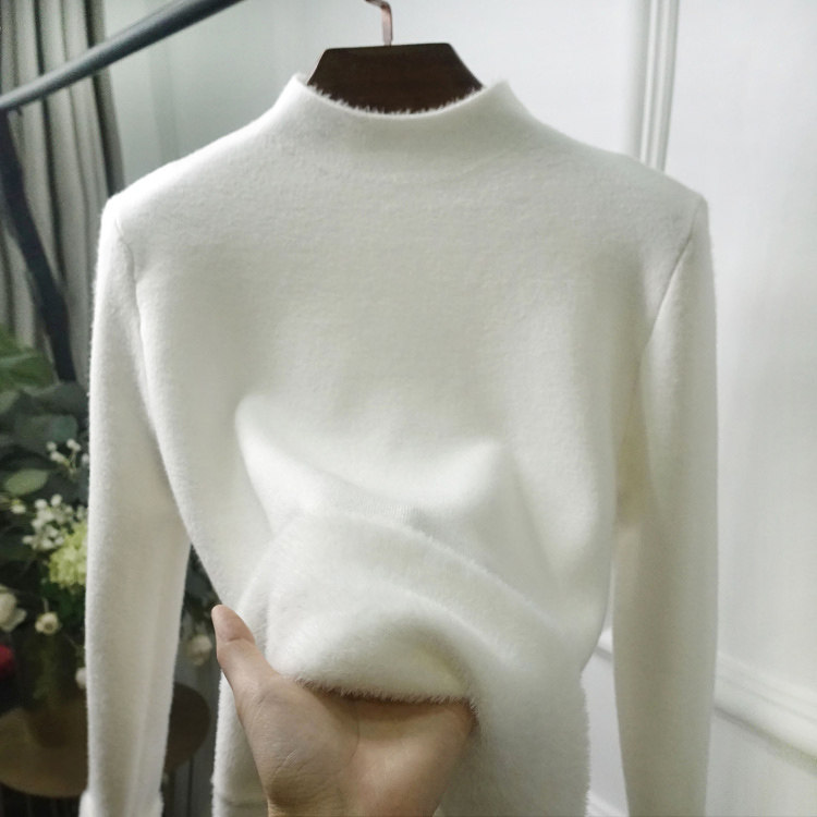 新款半高领加绒加厚毛衣一体绒针织上衣长袖内搭女通勤,淘宝优惠券,粉丝福利购,淘宝优惠卷