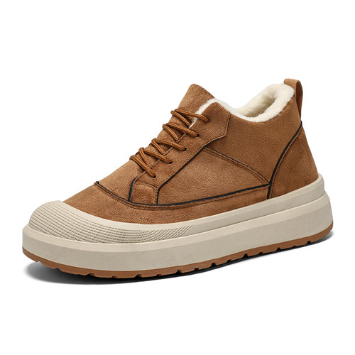 冬季绵羊毛棉靴男加绒保暖爸爸鞋防滑厚底百搭休闲鞋老北京棉鞋男 - 图3