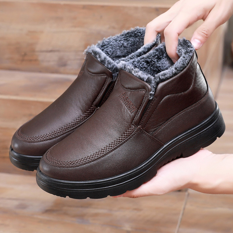 冬季老北京布鞋男棉鞋加绒加厚保暖防滑中老年棉靴防水老人爸爸鞋,淘宝优惠券,粉丝福利购,淘宝优惠卷