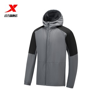 Xtep three-proof sports windbreaker men's 2024 spring new training fitness hooded jacket 976129160172