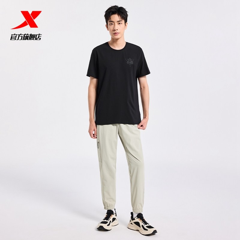 特步圆领T恤男士新款夏季官方训练透气休闲时尚透气短袖运动上衣,淘宝优惠券,粉丝福利购,淘宝优惠卷