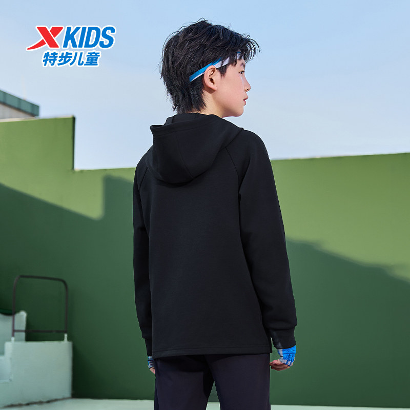 特步童装儿童外套男童春秋新款运动开衫大童连帽防风撞色针织上衣,淘宝优惠券,粉丝福利购,淘宝优惠卷
