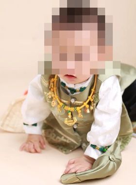 宝宝长命锁吊坠挂绳手工编织黄金翡翠玉佩平安扣项链男女儿童配饰