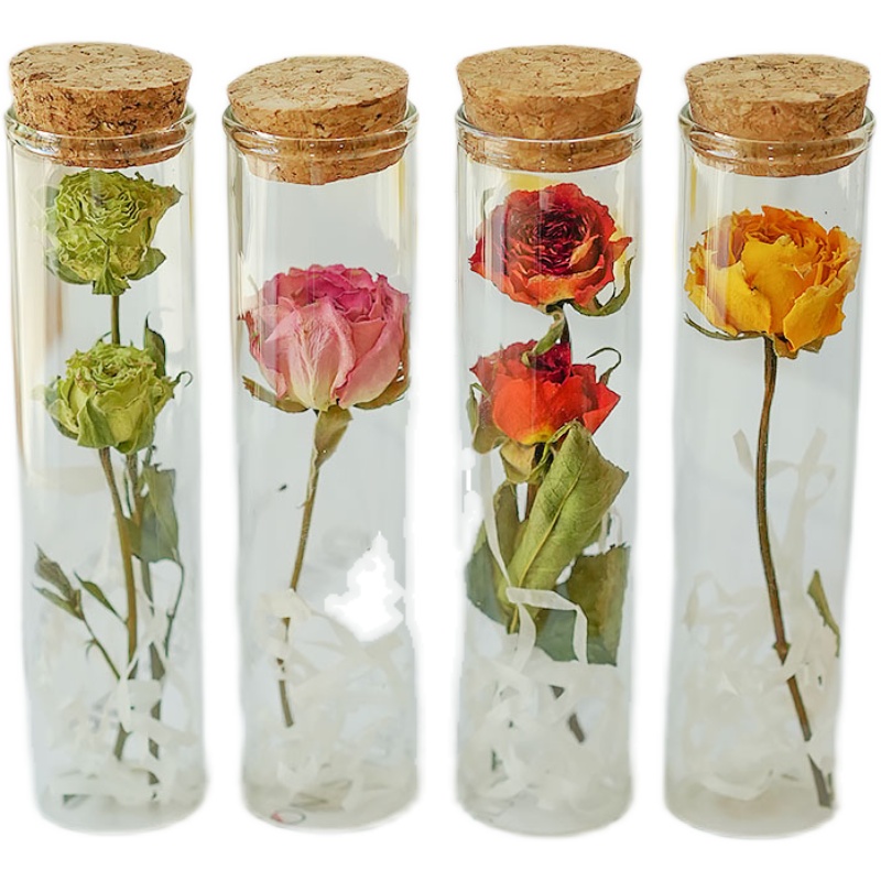 玫瑰干花玻璃试管植物标本小花束送女友61节摆件永生花生日礼物 - 图3