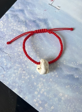 原色天然生猪精骨不漂白出门防惊红绳手链脚链宝宝孕妇成人新生儿