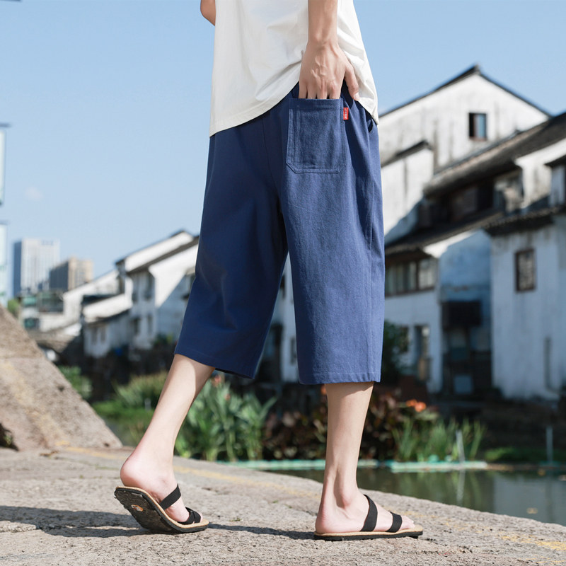 纯棉短裤男七分裤夏季薄款宽松直筒休闲中裤子夏天运动7分裤高弹,淘宝优惠券,粉丝福利购,淘宝优惠卷