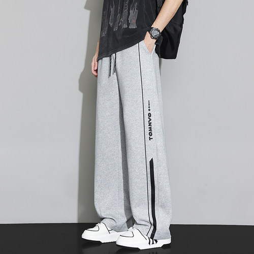 直筒裤子男秋冬季保暖加绒加厚休闲裤胖子加肥加大大码男装运动裤 - 图0