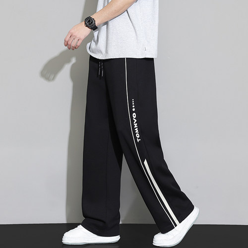 直筒裤子男秋冬季保暖加绒加厚休闲裤胖子加肥加大大码男装运动裤 - 图3