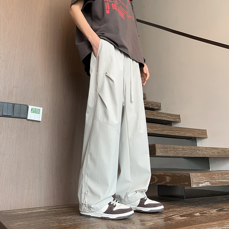 速干工装裤男夏季薄款直筒垂感裤子宽松休闲胖子加肥加大大码男装
