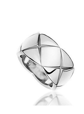 明星款菱格子女金银色时尚网戒指