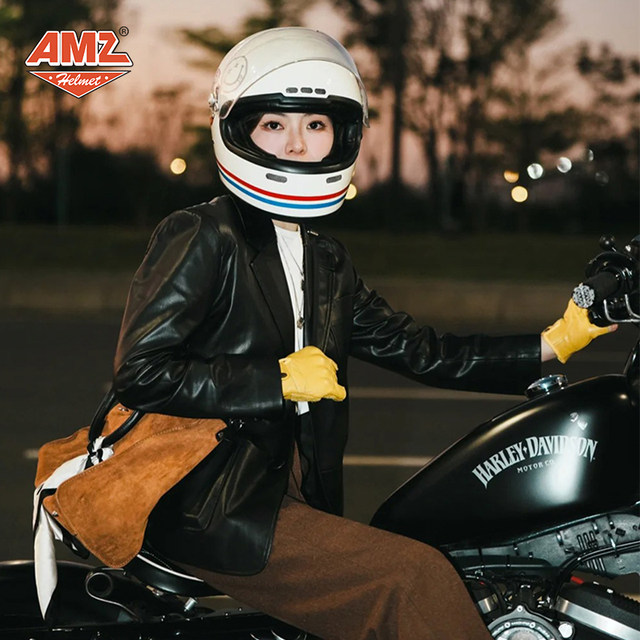 Retro four-season fiberglass motorcycle helmet full helmet